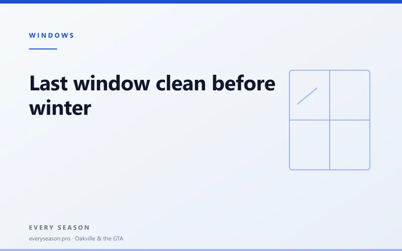 Light editorial banner reading Last window clean before winter, with a window motif